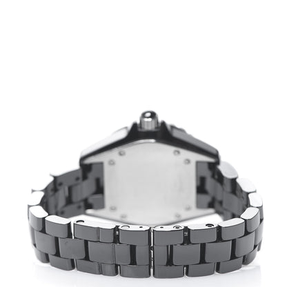 Chanel Stainless Steel Ceramic Diamond Pave Bezel 33mm J12 Quartz Watch Black 3 of 5