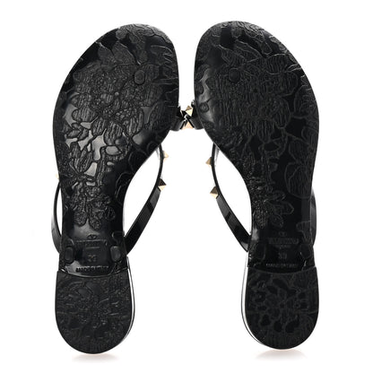 Valentino Garavani PVC Jelly Rockstud Bow Thong Sandals 39 Black 6 of 9