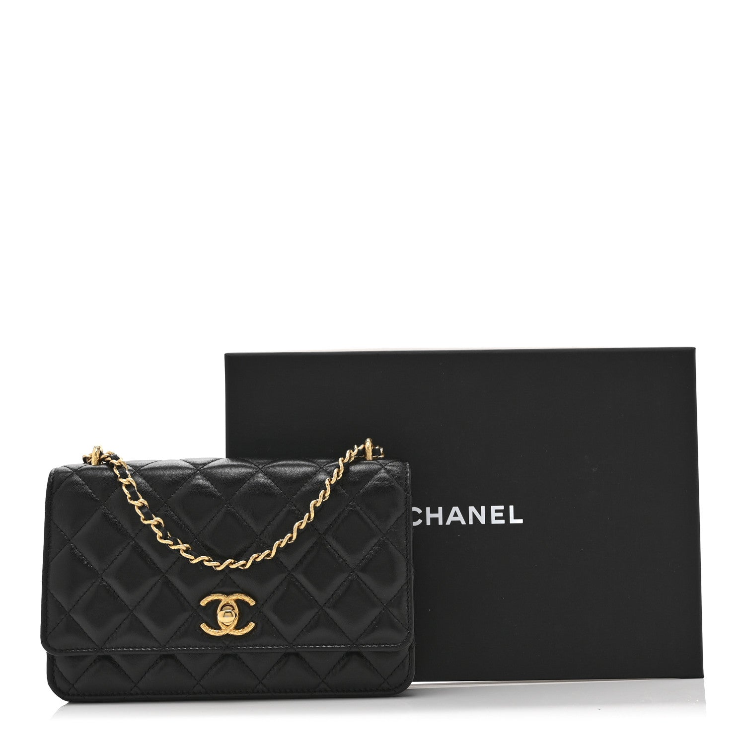 Chanel Shiny Lambskin Quilted Dynasty Wallet On Chain WOC Black 12 of 12