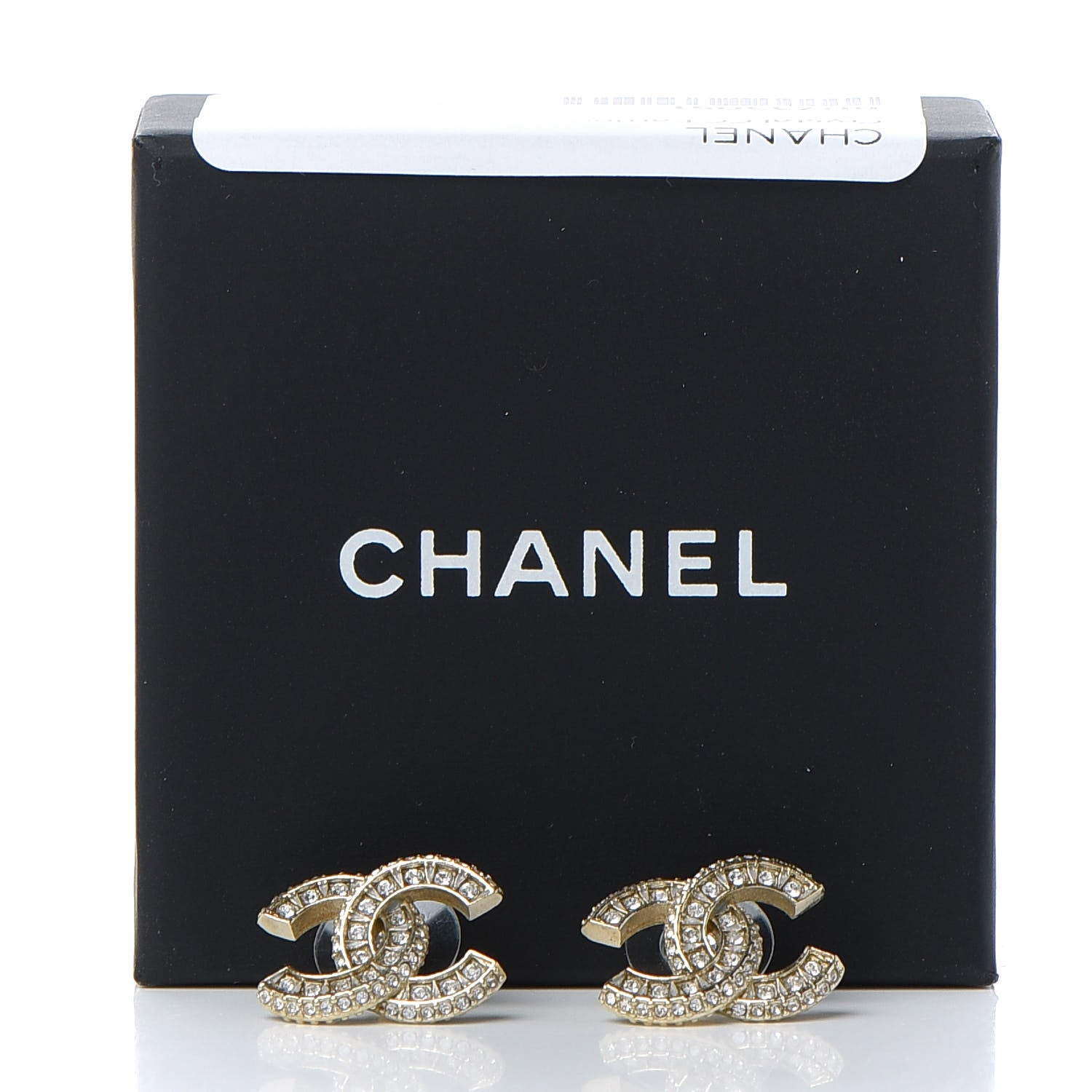 Chanel Crystal Timeless CC Earrings Light Gold 5 of 5