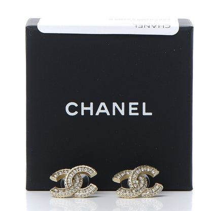 Chanel Crystal Timeless CC Earrings Light Gold 5 of 5