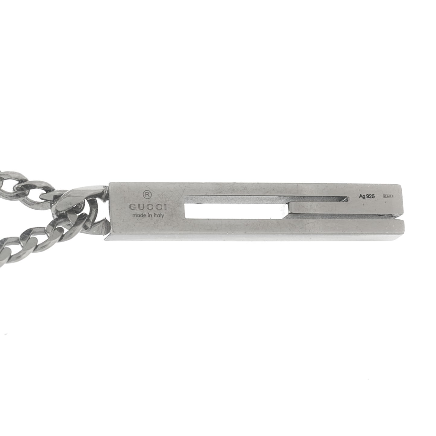 Darkened Sterling Silver G Bar Pendant Necklace