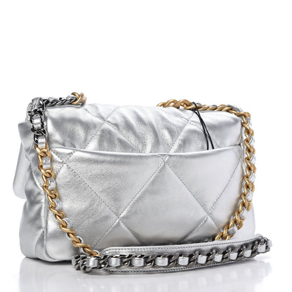 Chanel Metallic Lambskin Quilted Medium Chanel 19 Flap Silver 3 of 10