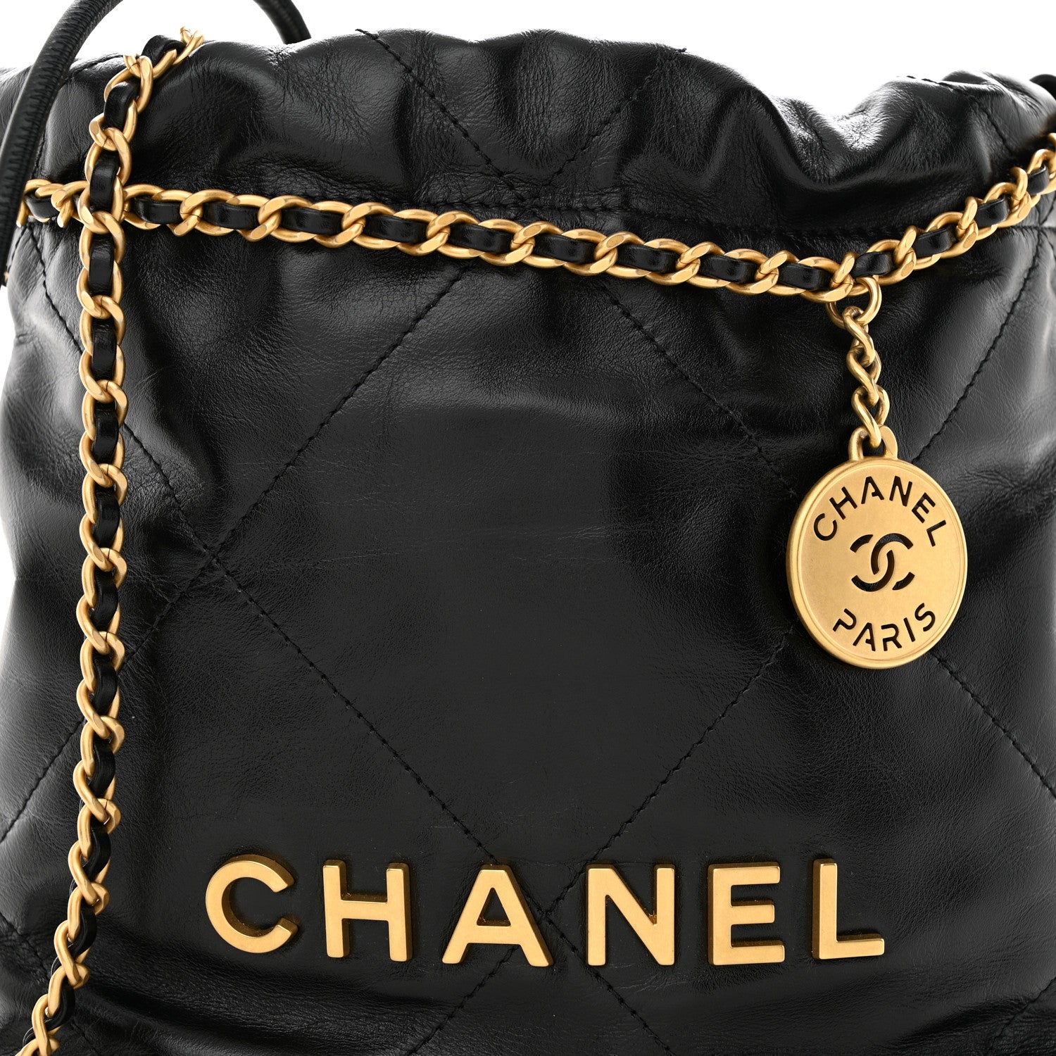 Chanel Shiny Calfskin Quilted Mini Chanel 22 Black 8 of 11