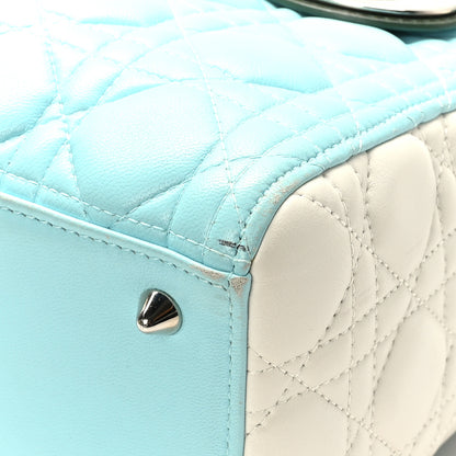 Christian Dior Lambskin Cannage Medium Tri-Color Lady Dior Blue Green 9 of 13