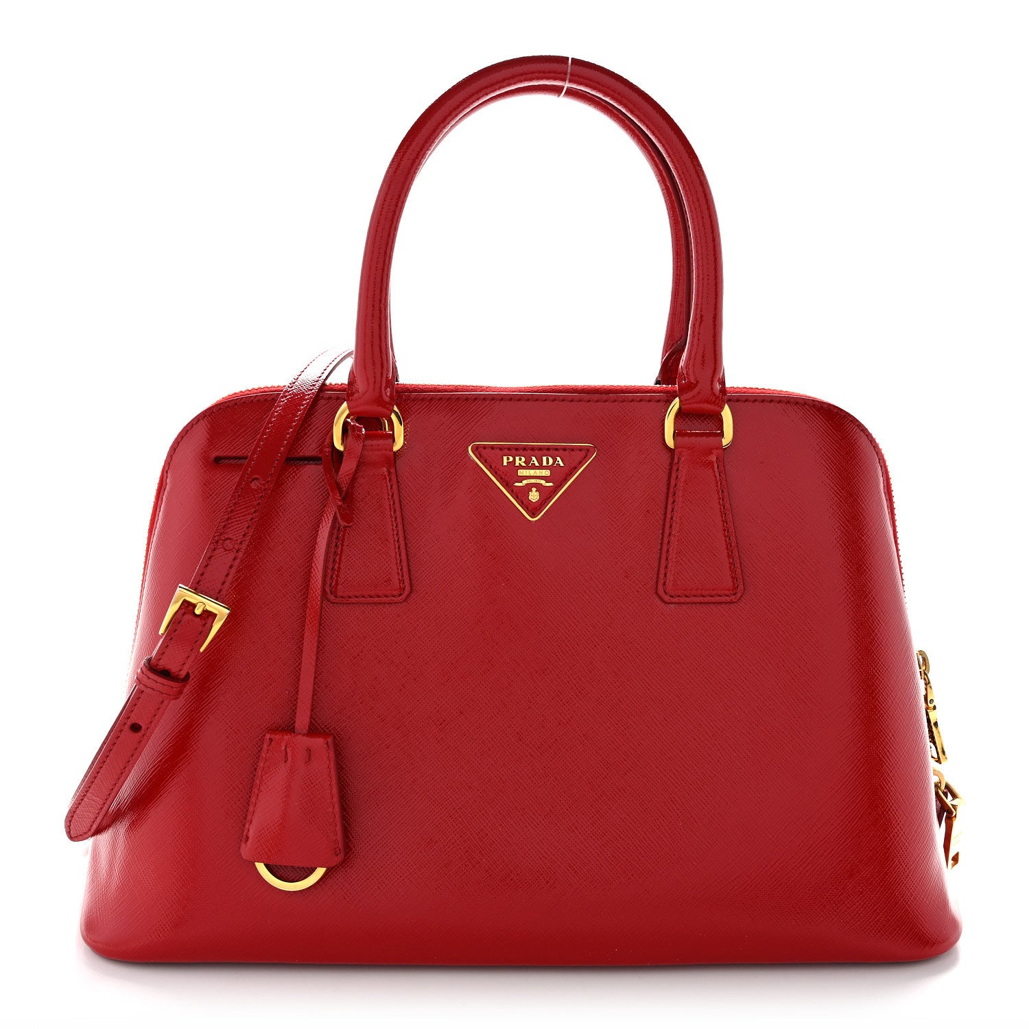 Prada Saffiano Vernice Medium Promenade Tote Rosso 1 of 10