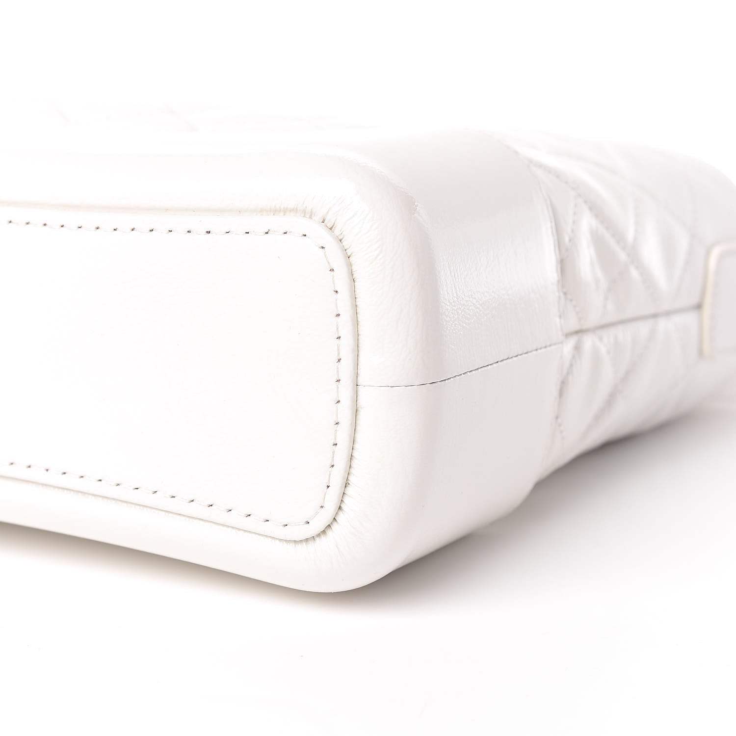 Chanel Patent Goatskin Quilted Medium Gabrielle Hobo White 10 of 11