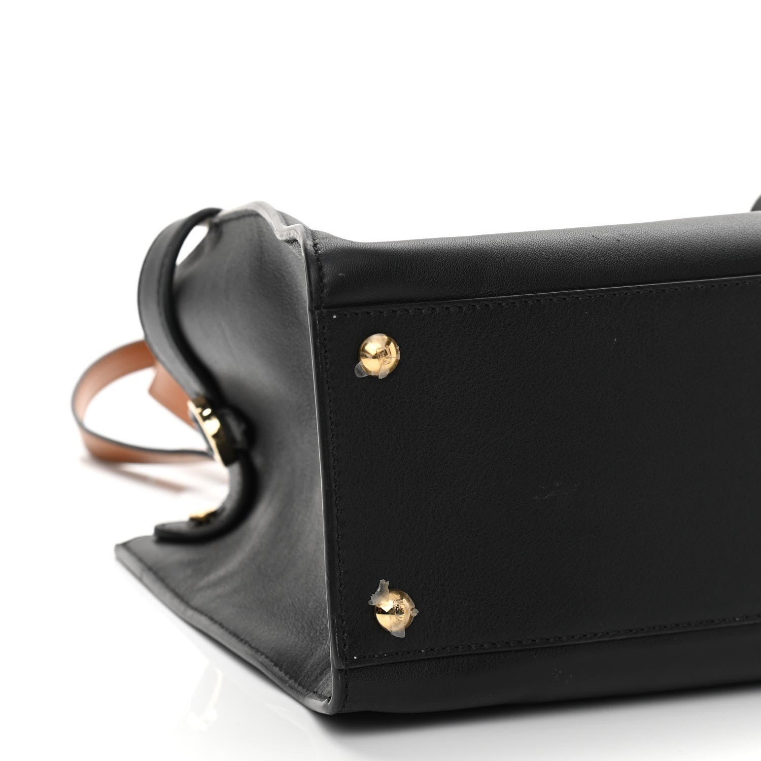 Fendi Vitello Seta Century Small Peekaboo X-Tote Black Brandy 7 of 9