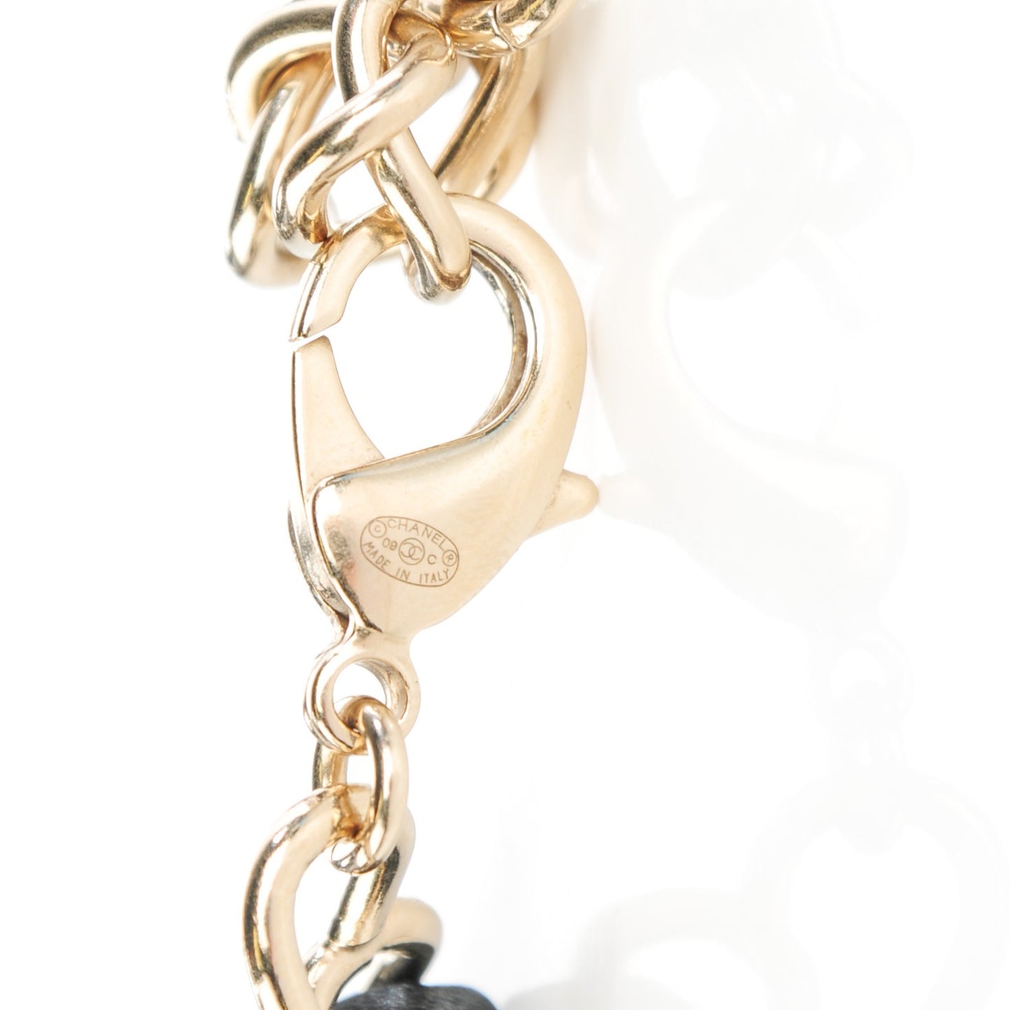 Satin Chain CC Belt Black Gold
