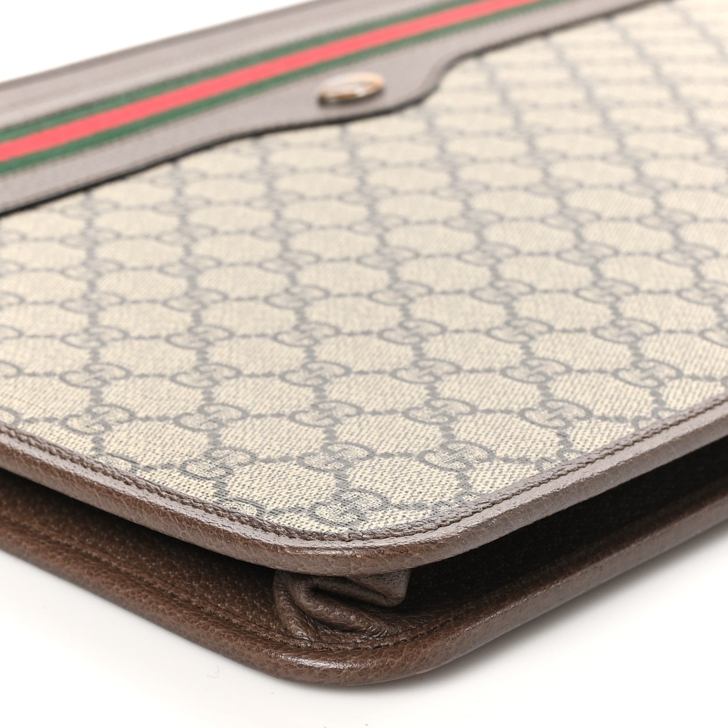 Gucci GG Supreme Monogram Textured Calfskin Web Ophidia Documents Holder Beige Ebony New Acero 9 of 11