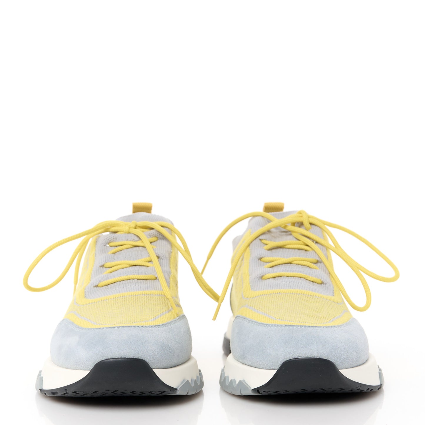Knit Goatskin Womens Addict Sneakers 36.5 Jaune Citron Gris