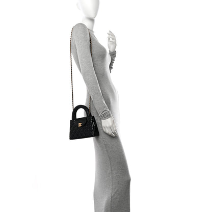 Chanel Shiny Aged Calfskin Quilted Nano Kelly Shopper Black 2 of 10