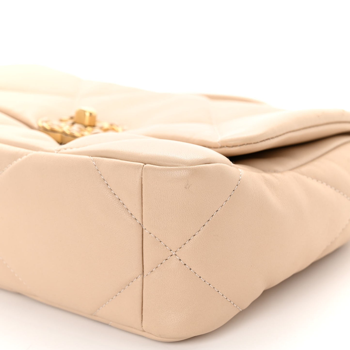 Lambskin Quilted Medium Chanel 19 Flap Beige