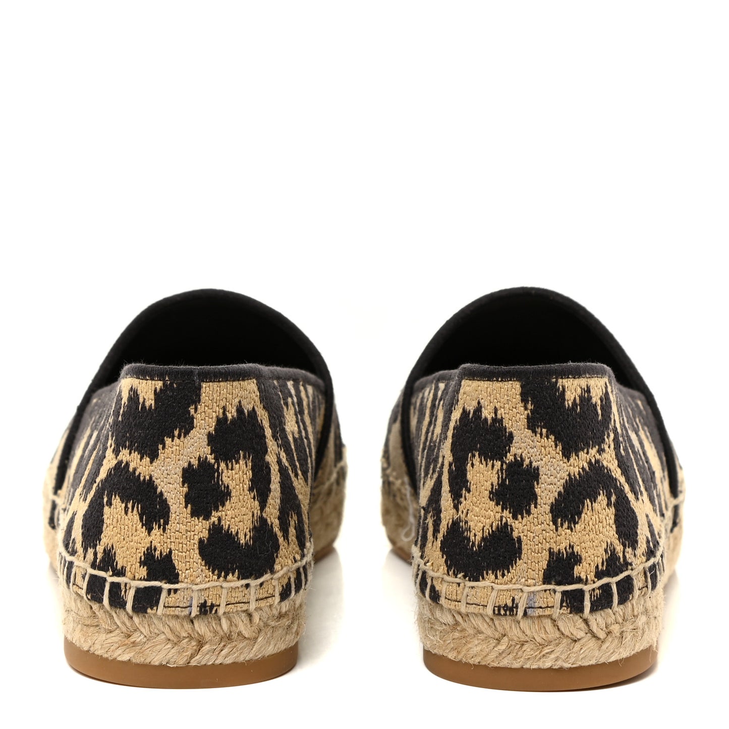 Cotton Embroidered Leopard Print Granville Espadrille 39 Natural