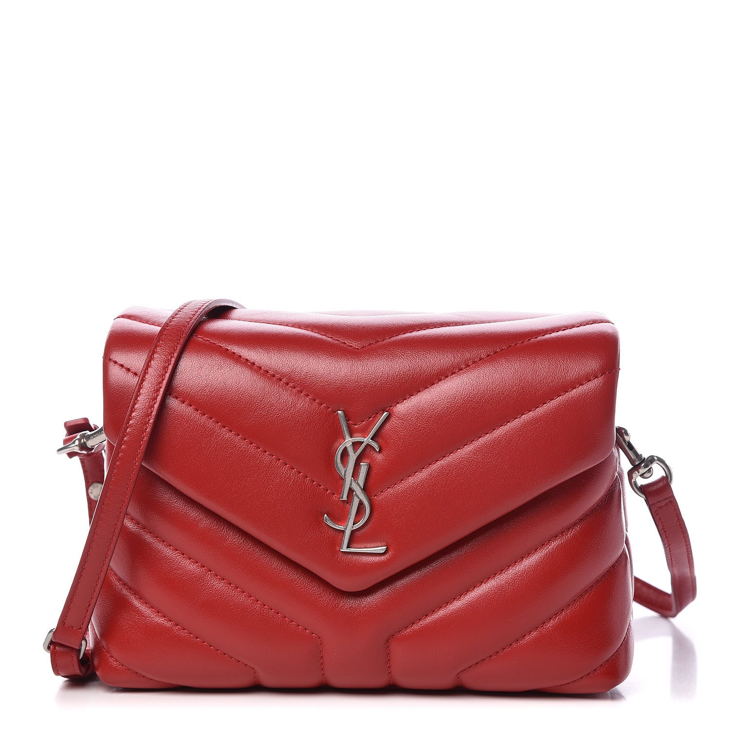 Saint Laurent Calfskin Y Quilted Monogram Toy Loulou Crossbody Bag Red 1 of 14