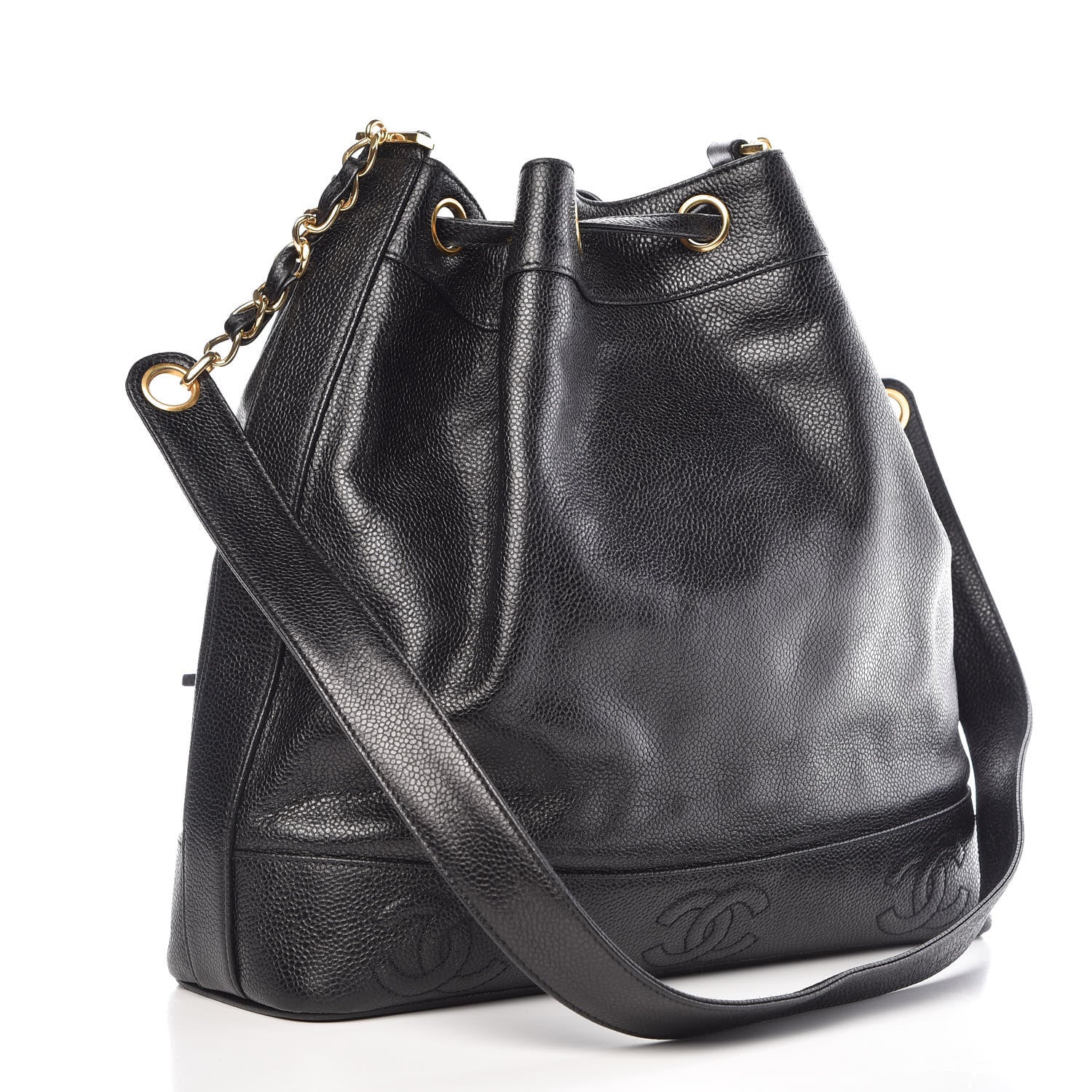 Chanel Caviar CC Drawstring Shoulder Bag Black 4 of 11