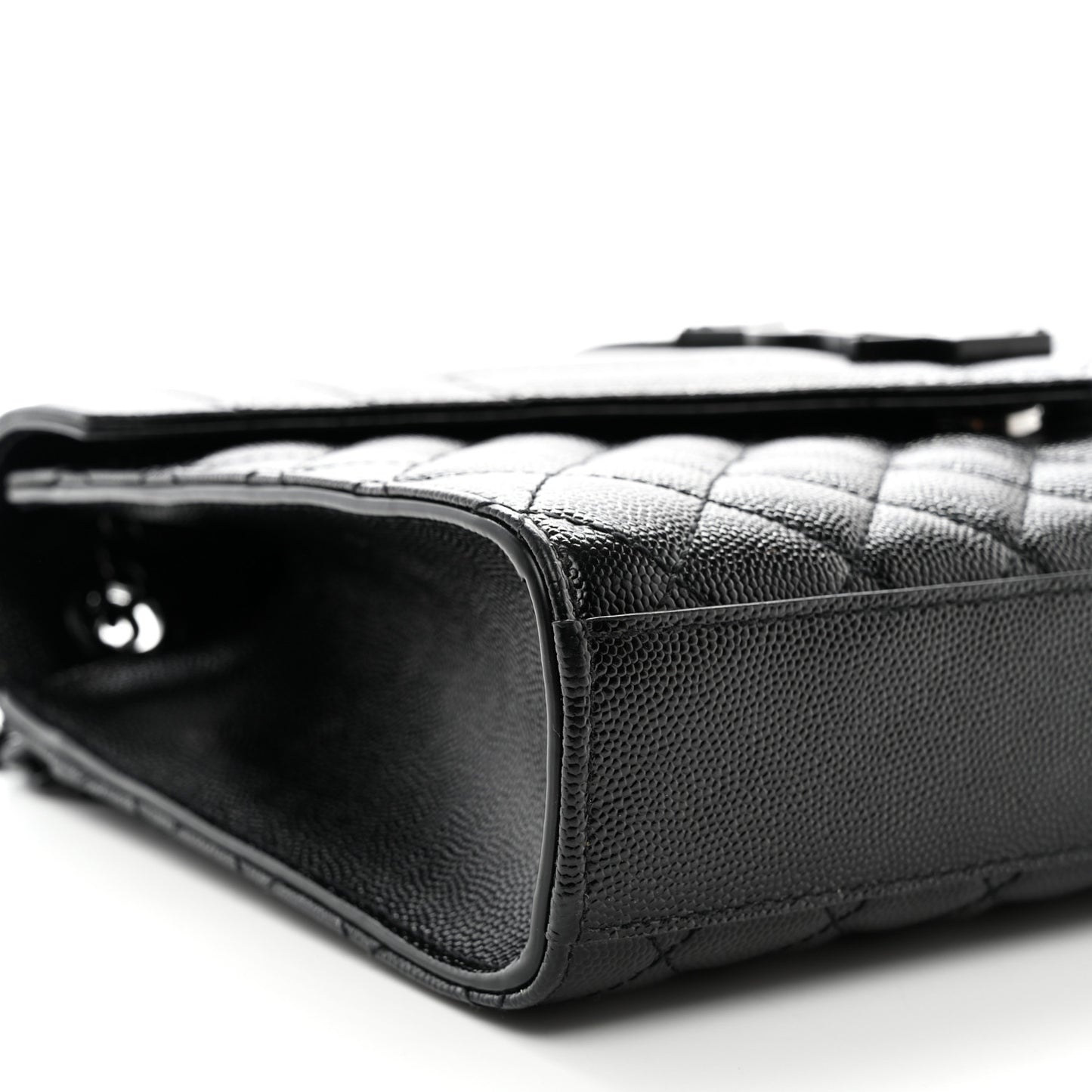 Grain De Poudre Textured Mixed Matelasse Triquilt Medium Monogram Monochrome Satchel Black