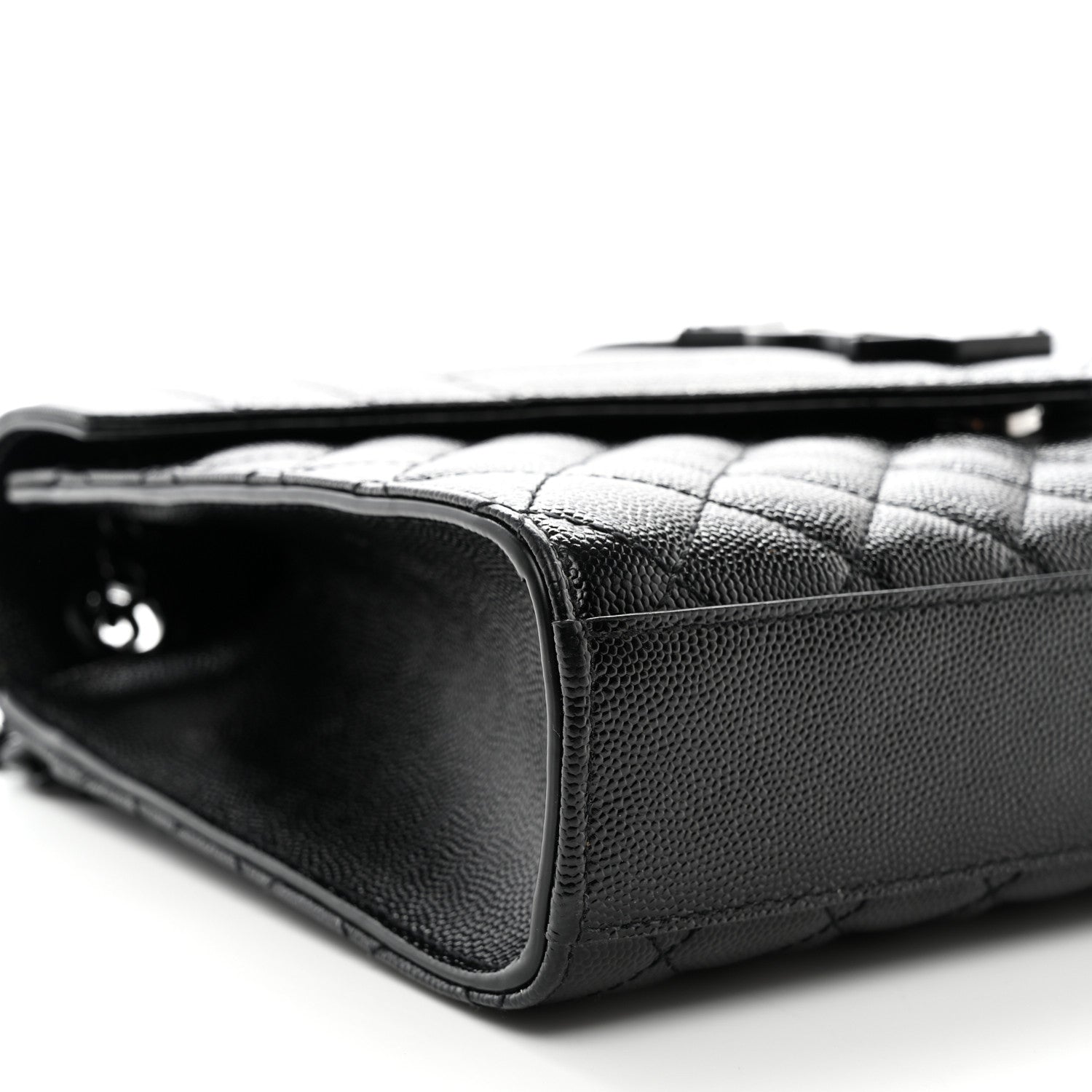 Saint Laurent Grain De Poudre Textured Mixed Matelasse Triquilt Medium Monogram Monochrome Satchel Black 10 of 11