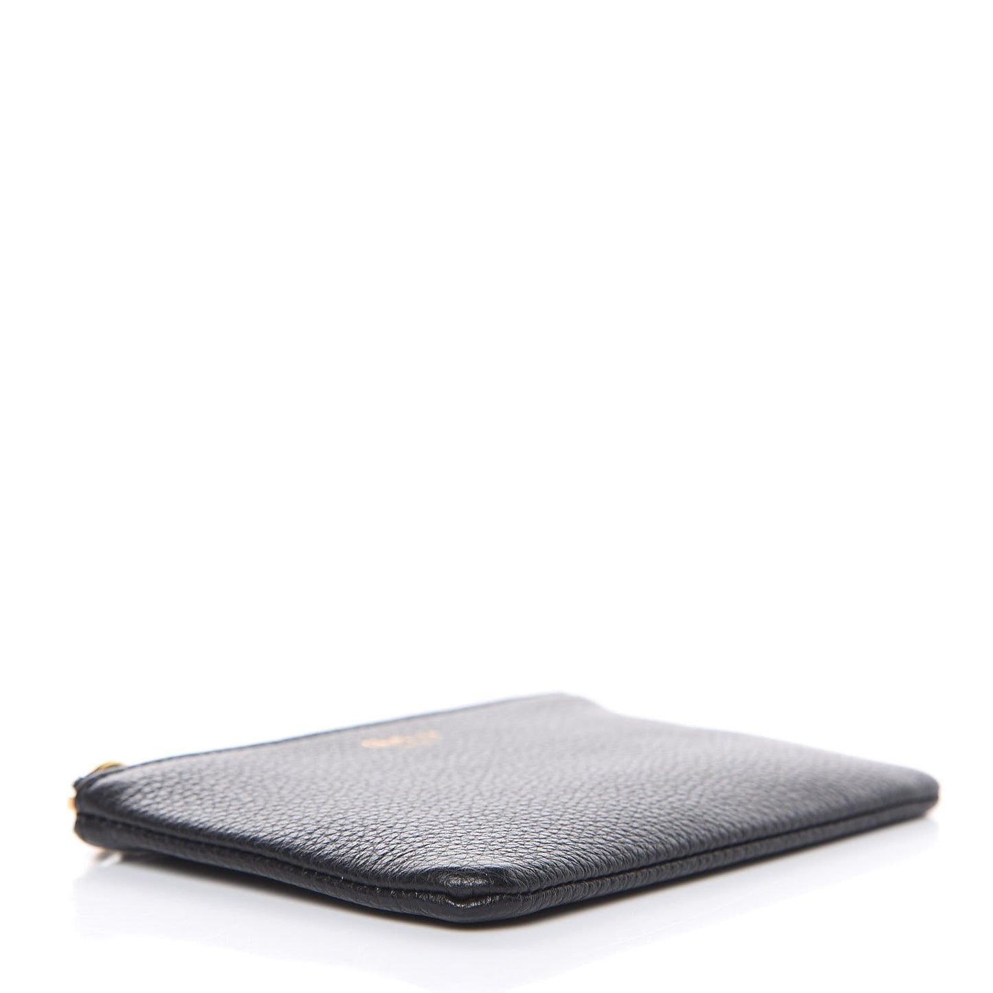 Small Classic Grain Zip Coin Pouch Black