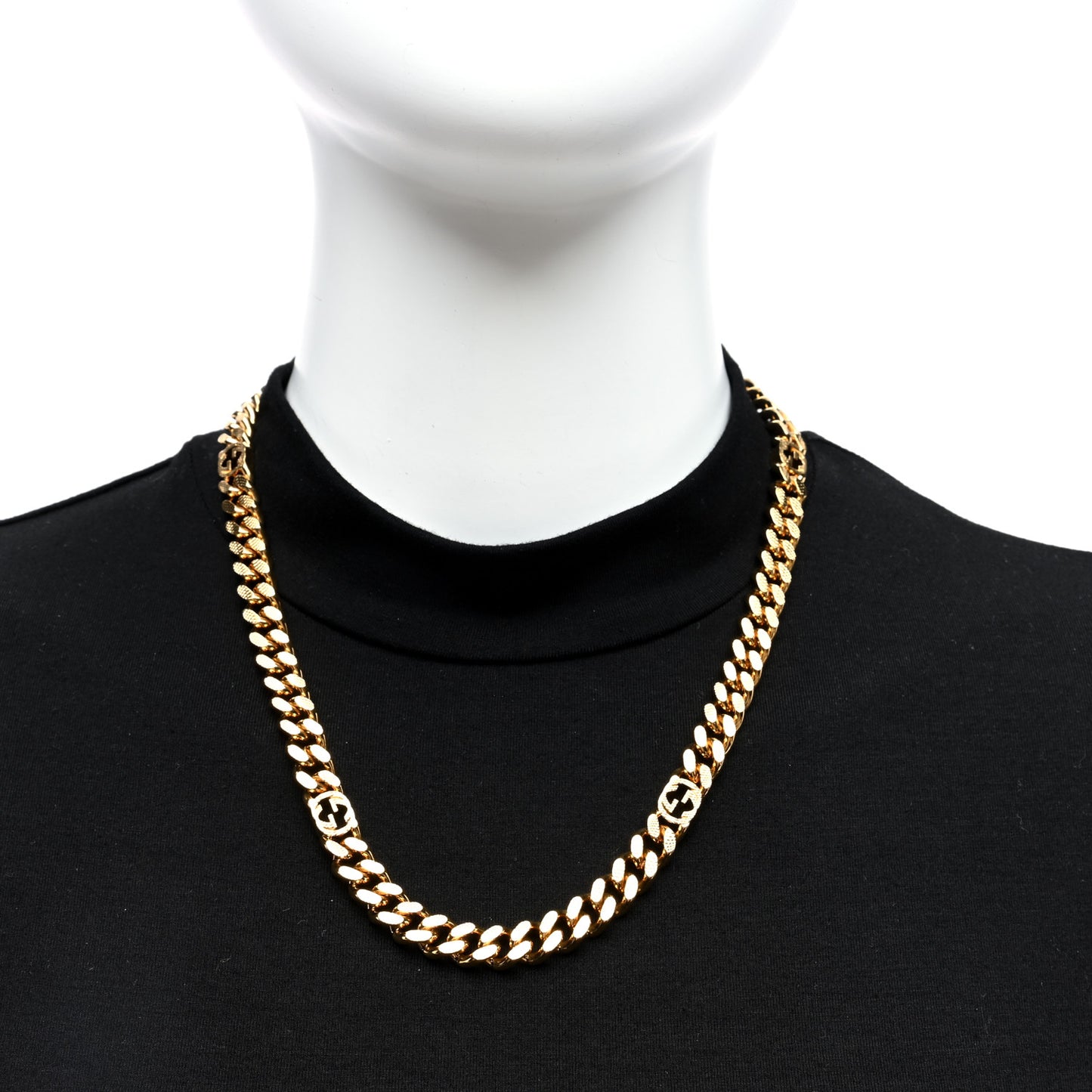Metal Interlocking GG Chain Necklace Gold