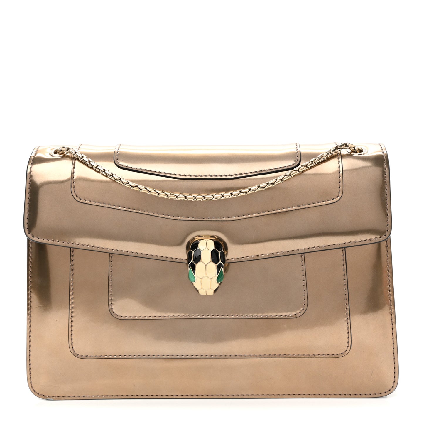 Metallic Calfskin Serpenti Forever Crossbody Bag Bronze