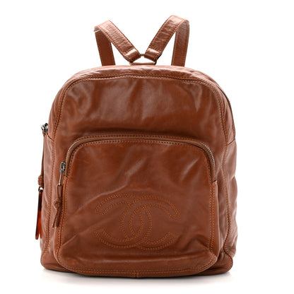 Chanel Lambskin CC Stitched Backpack Tan 1 of 10