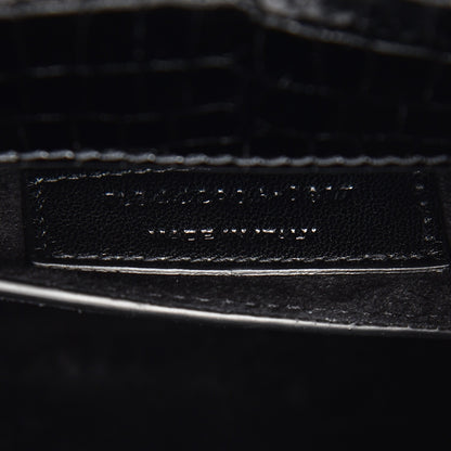 Saint Laurent Calfskin Crocodile Embossed Medium Monogram Sunset Black 7 of 7