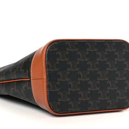 Celine Triomphe Canvas Calfskin Small Bucket Bag Tan 8 of 9