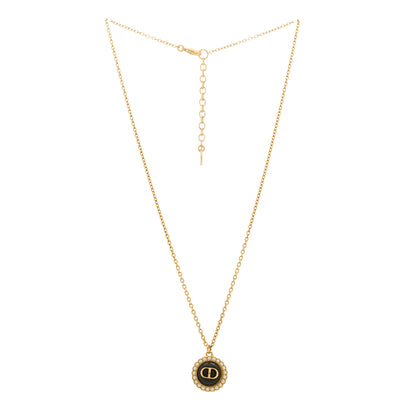 Christian Dior Metal Pearl CD Necklace Gold Black 3 of 6