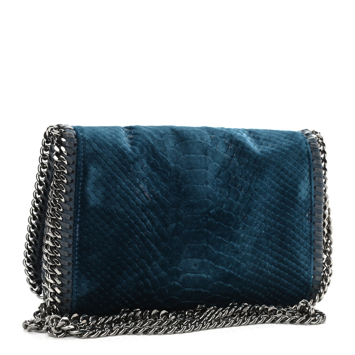 Velvet Python Embossed Falabella Crossbody Bag Blue