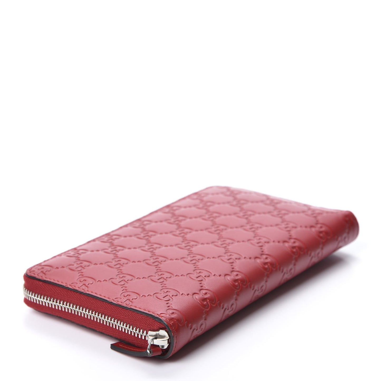 Guccissima Signature Zip Around Organizer Wallet Hibiscus Red