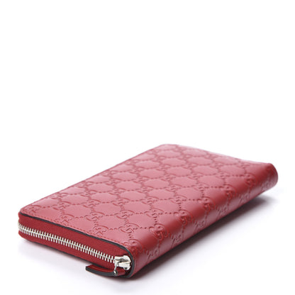 Gucci Guccissima Signature Zip Around Organizer Wallet Hibiscus Red 3 of 10