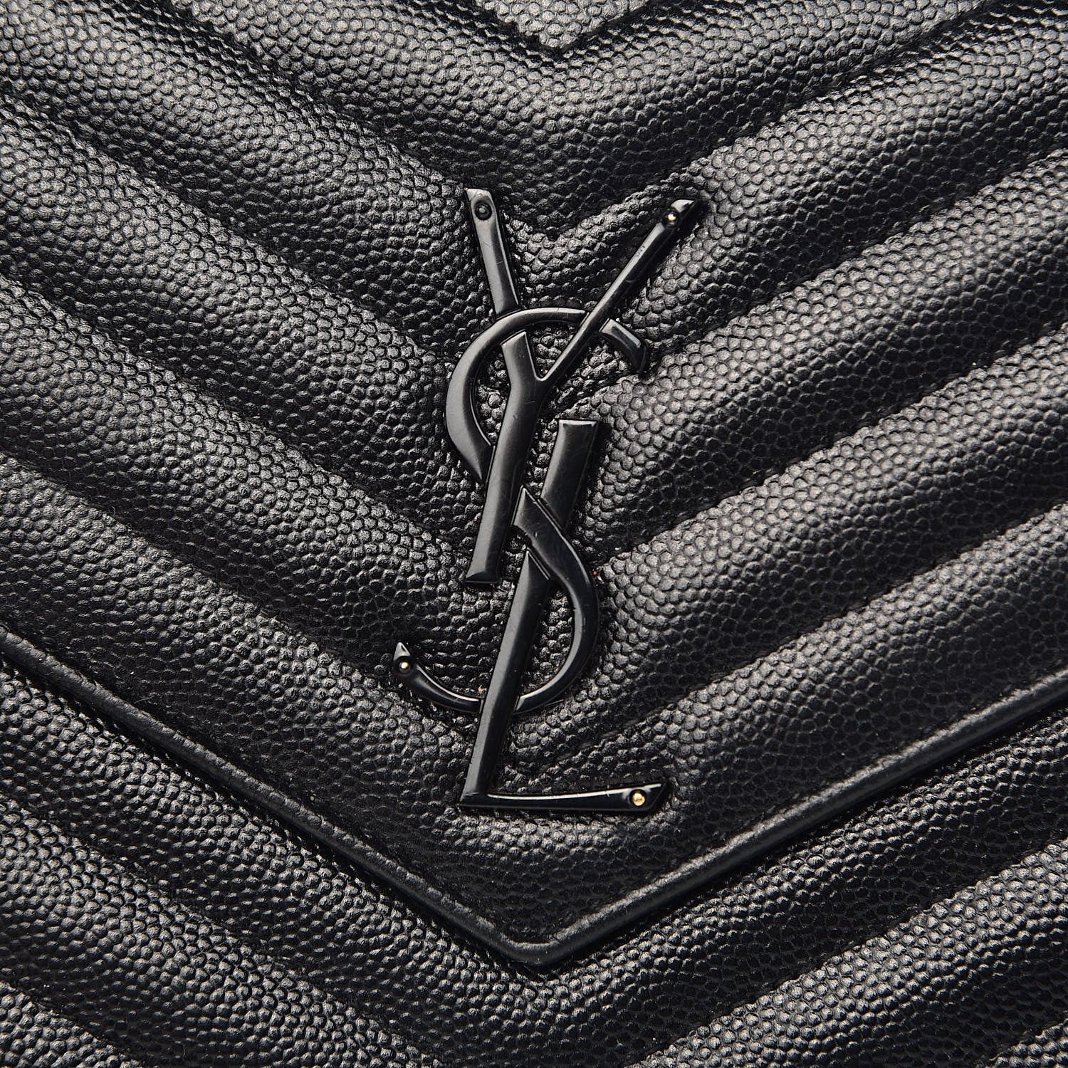 Saint Laurent Grain De Poudre Matelasse Chevron Monogram Chain Wallet Black 16 of 16