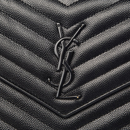 Saint Laurent Grain De Poudre Matelasse Chevron Monogram Chain Wallet Black 16 of 16