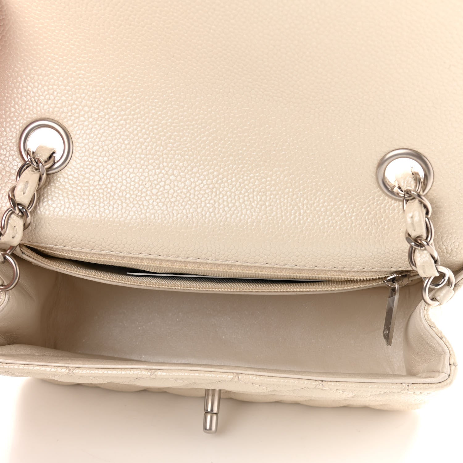Chanel Iridescent Caviar Quilted Mini Rectangular Flap Ivory 5 of 9