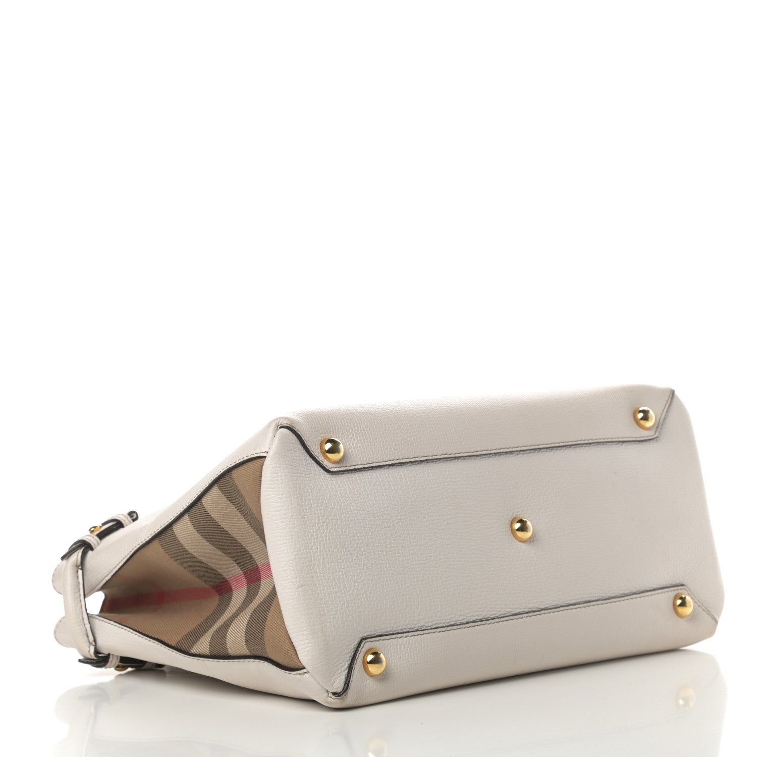 Burberry Derby Calfskin House Check Medium Banner Tote Beige 4 of 12