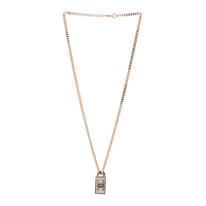 Chanel Crystal Dog Tag Charm Necklace Gold 3 of 6