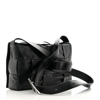 Bottega Veneta Paper Calfskin Maxi Intreccio Cassette Crossbody Bag Black 3 of 13
