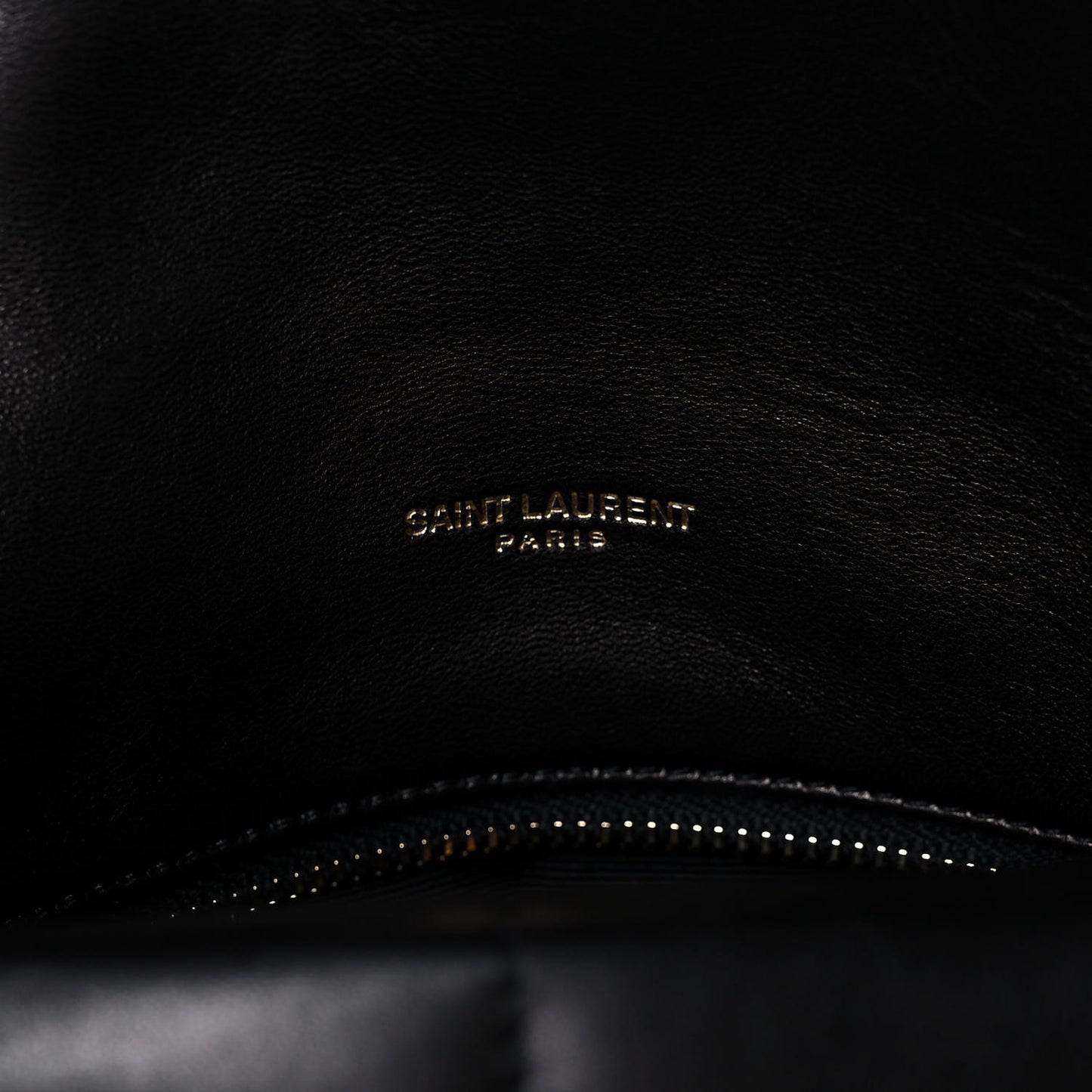 Lambskin Quilted Small Loulou Puffer Monogram Chain Satchel Black