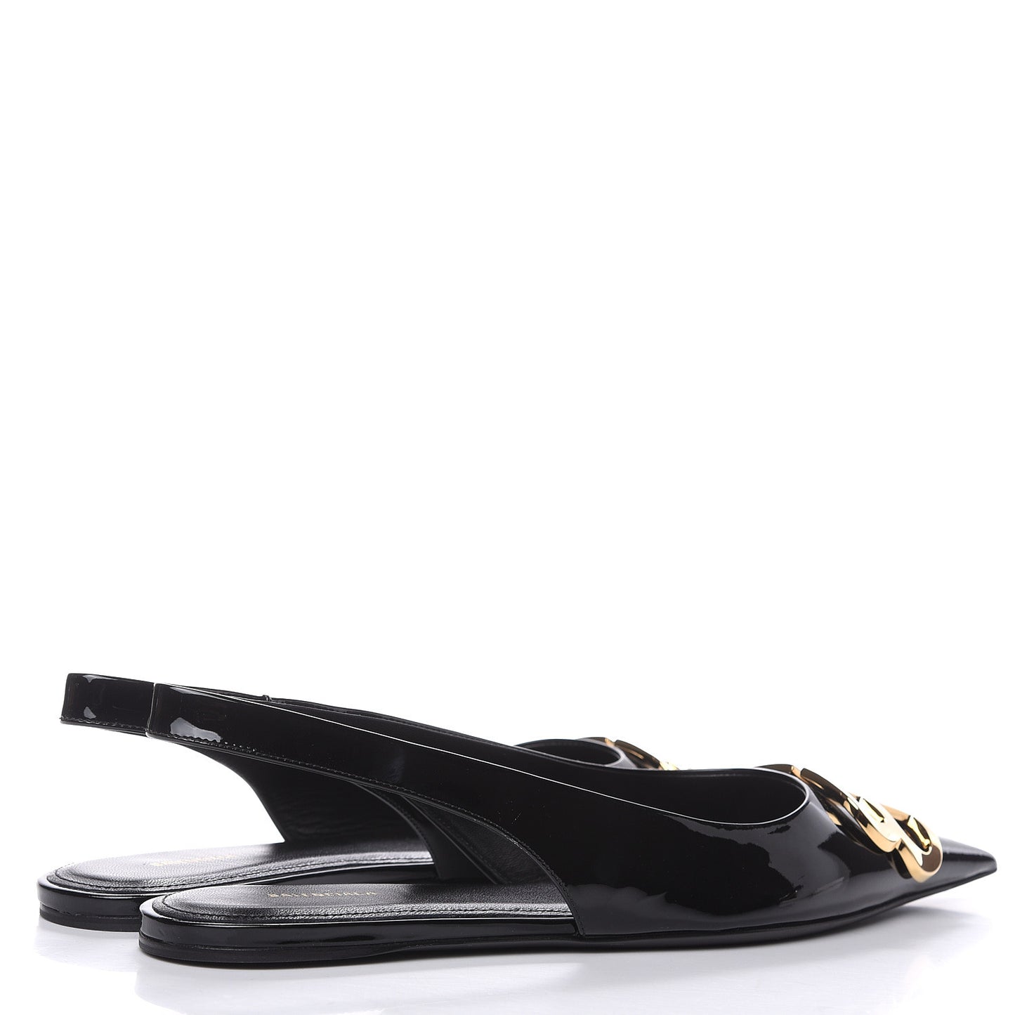 Patent BB Knife Pointy Toe Slingback Flats 37.5 Black