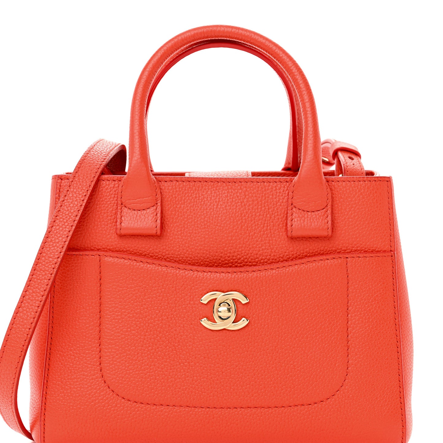 Grained Calfskin Mini Neo Executive Shopper Tote Red