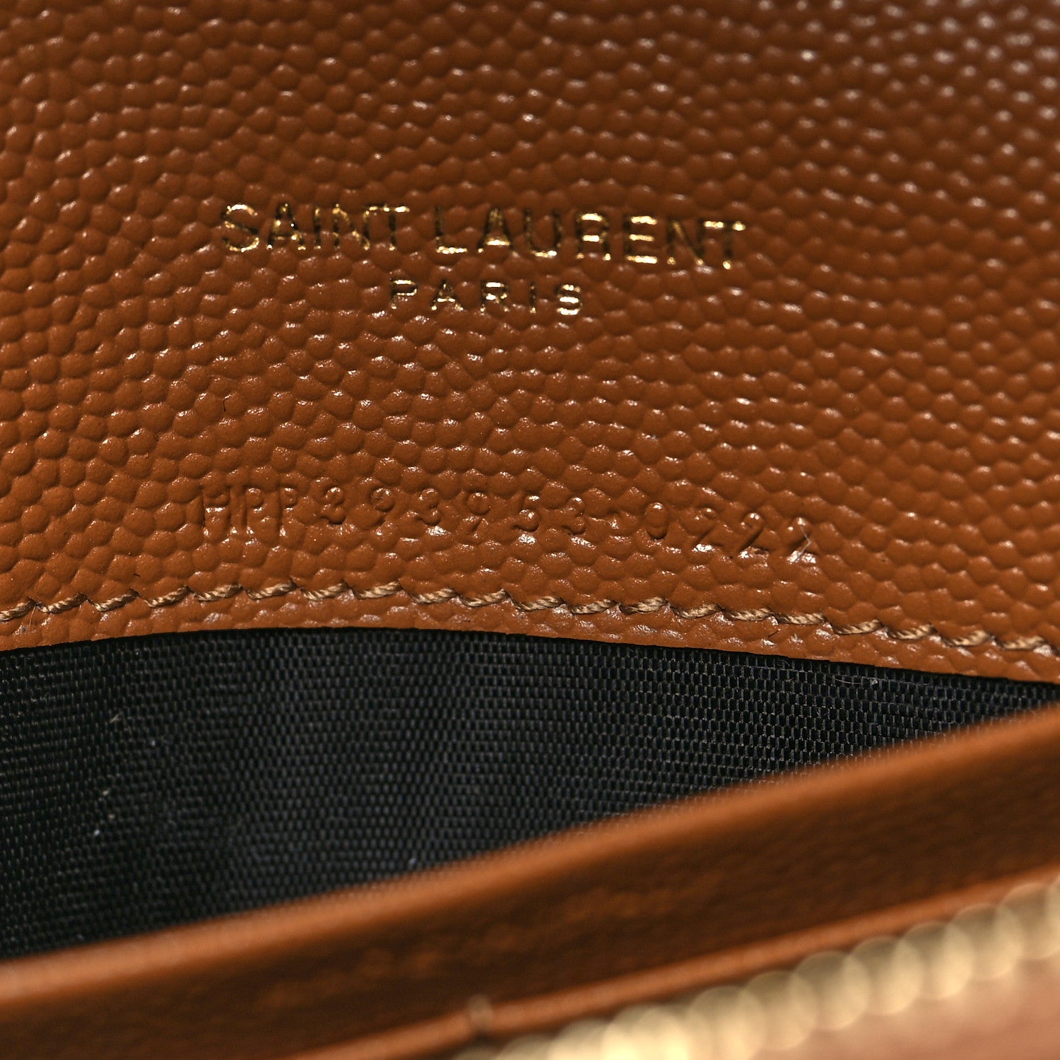 Saint Laurent Grain De Poudre Matelasse Chevron Monogram Envelope Chain Wallet Natural Dark 7 of 11