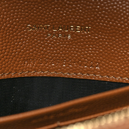 Saint Laurent Grain De Poudre Matelasse Chevron Monogram Envelope Chain Wallet Natural Dark 7 of 11