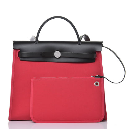 Hermes Vache Hunter Toile Herbag Zip 31 PM Rose Extreme Black 3 of 11