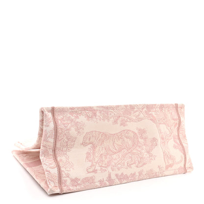 Christian Dior Canvas Toile De Jouy Embroidered Medium Book Tote Pink 4 of 12