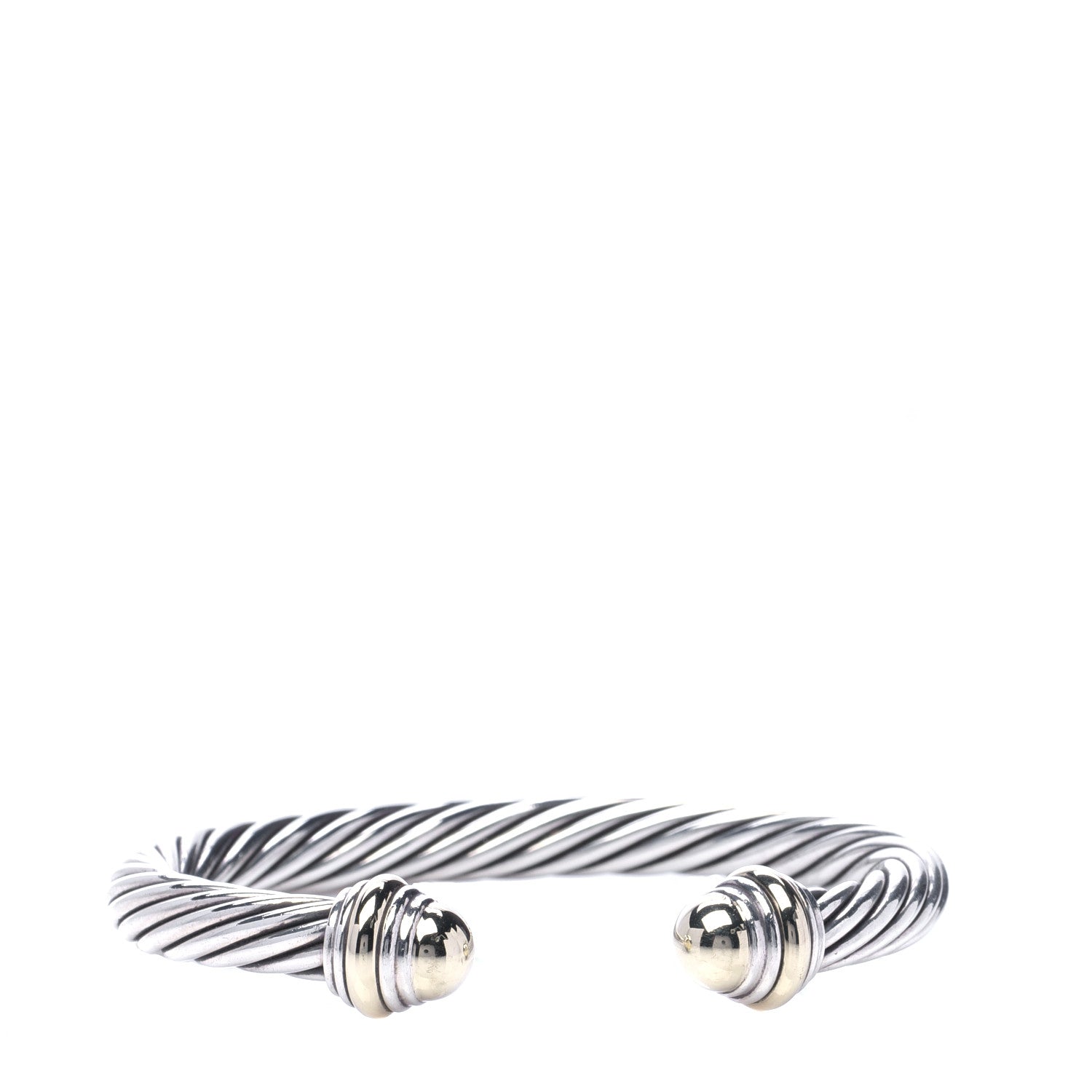 David Yurman Sterling Silver 14K Yellow Gold 7mm Cable Classics Bracelet 1 of 4