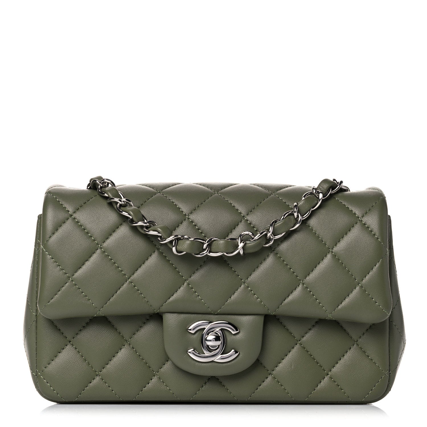 Chanel Lambskin Quilted Mini Rectangular Flap Green 1 of 11