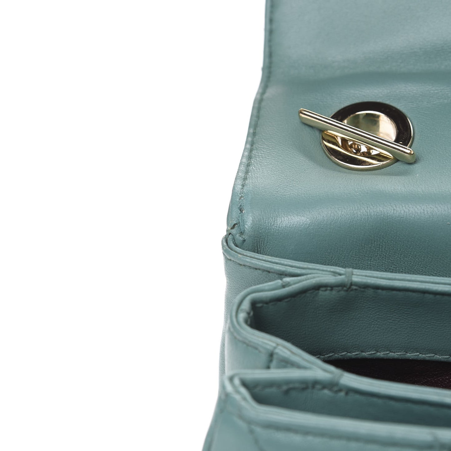 Lambskin Quilted Small Trendy CC Flap Dual Handle Bag Light Green