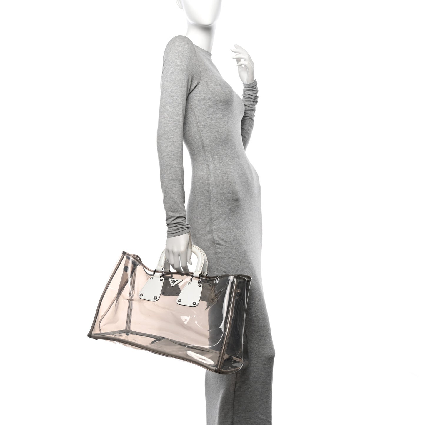 Vinyl Calfskin Tote Transparent White