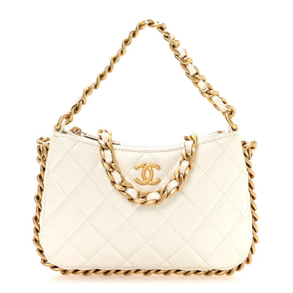 Chanel Shiny Crumpled Lambskin Quilted Trendy Chain Around Hobo White 1 of 10